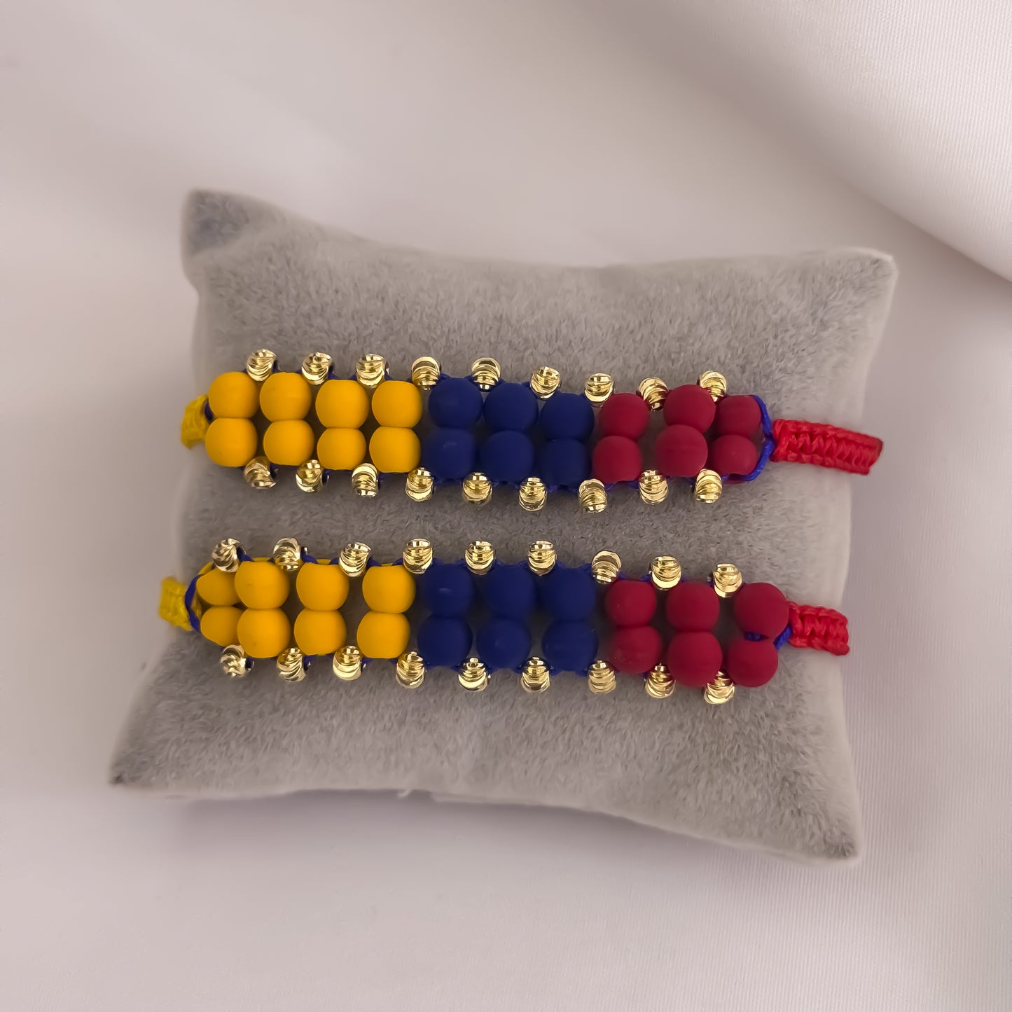 Pulseras Para Parejas de Selección Colombia en Balin Italiano de 6mm de 3 Tres Carriles en Oro Laminado 18k con Garantia de por vida