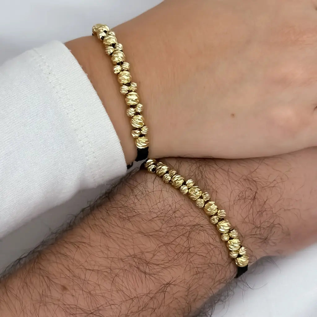 Promoción de 2 Pulseras Parejas Balin Italiano de 6mm y 4mm en Oro Laminado 18k
