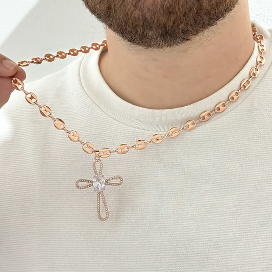 Cadena Gucci en Oro Rosa + Dije Circones en Oro Laminado 24k con garantia de por vida