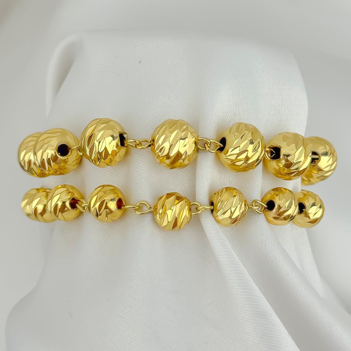 Pulseras para Parejas Balín 10mm y 8mm en Oro Laminado 24K  con Garantia de por Vida