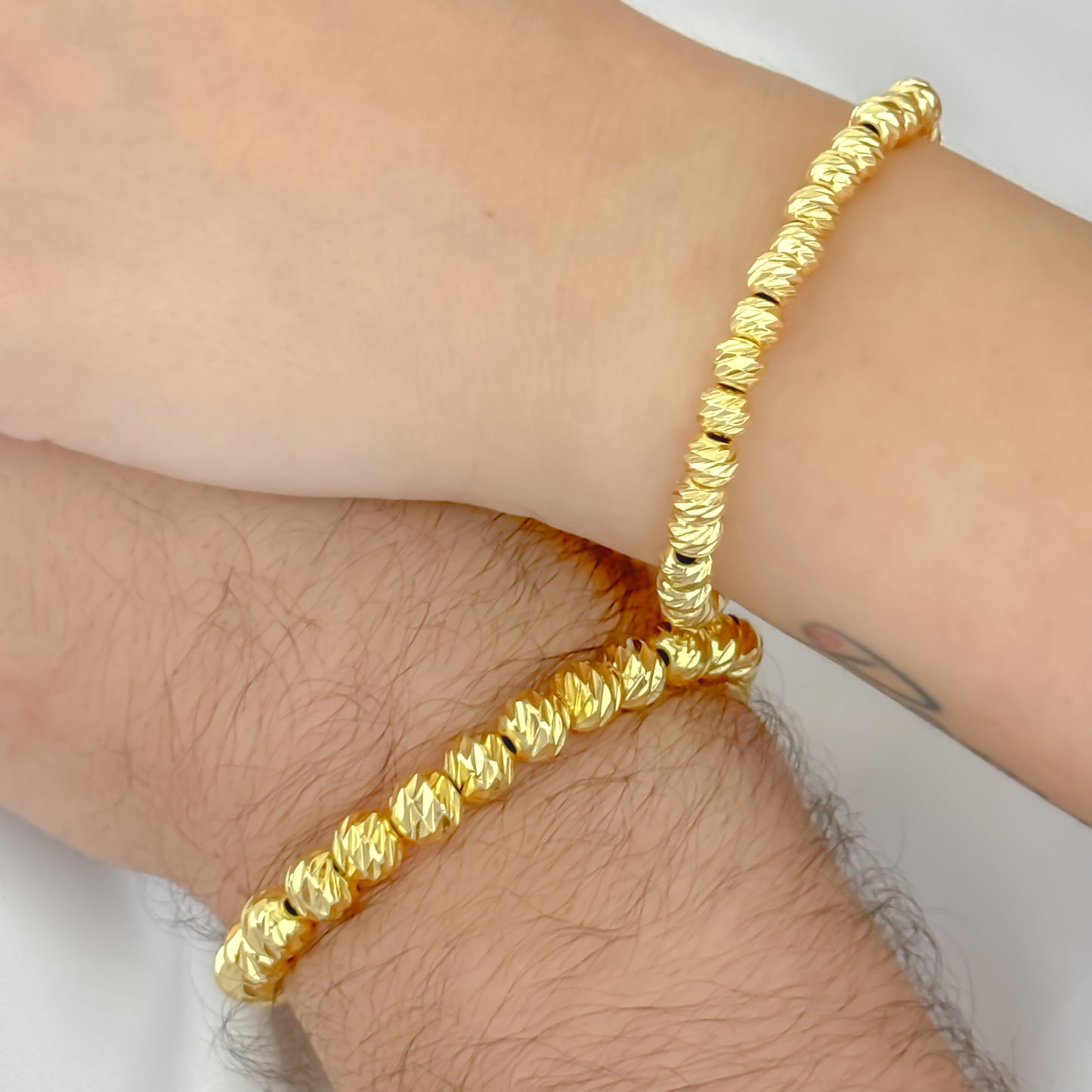 Pulseras para parejas  Union  de Nuestras Vida  Balin Italiano de 8mm y 6mm en Oro laminado 24k con Garantia de por vida