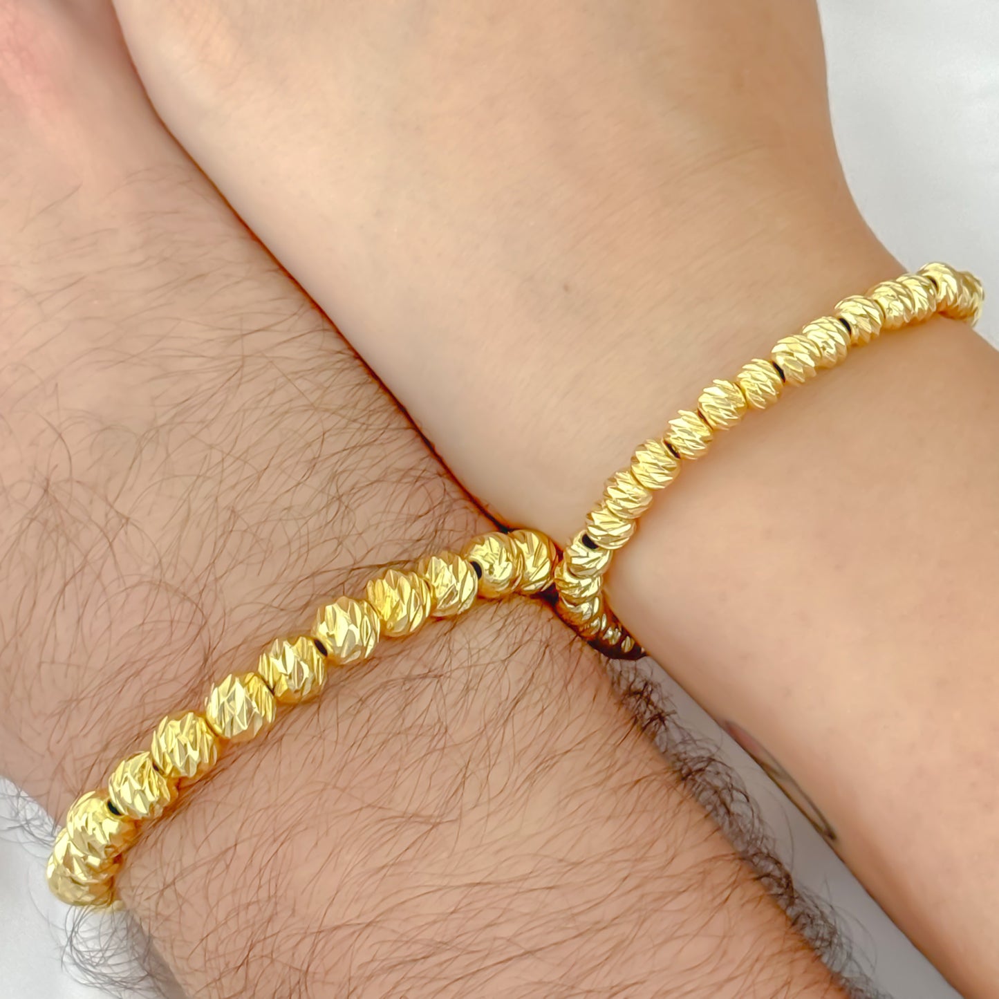 Pulseras para parejas  Union  de Nuestras Vida  Balin Italiano de 8mm y 6mm en Oro laminado 24k con Garantia de por vida