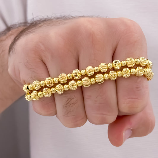 2 Pulseras para Parejas en Balin Italiano Nuevo Tejido de balin  en Oro amarillo  Simbolo de Amor   en Oro Laminado 18k con Garantia de por vida