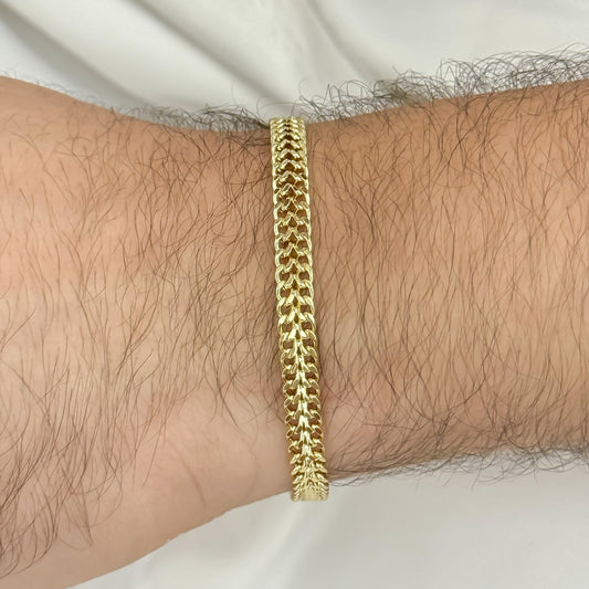 Pulsera Tejido Sedusa 20cm-5mm de Grosor en  Oro Laminado 24k con Garantía de por vida