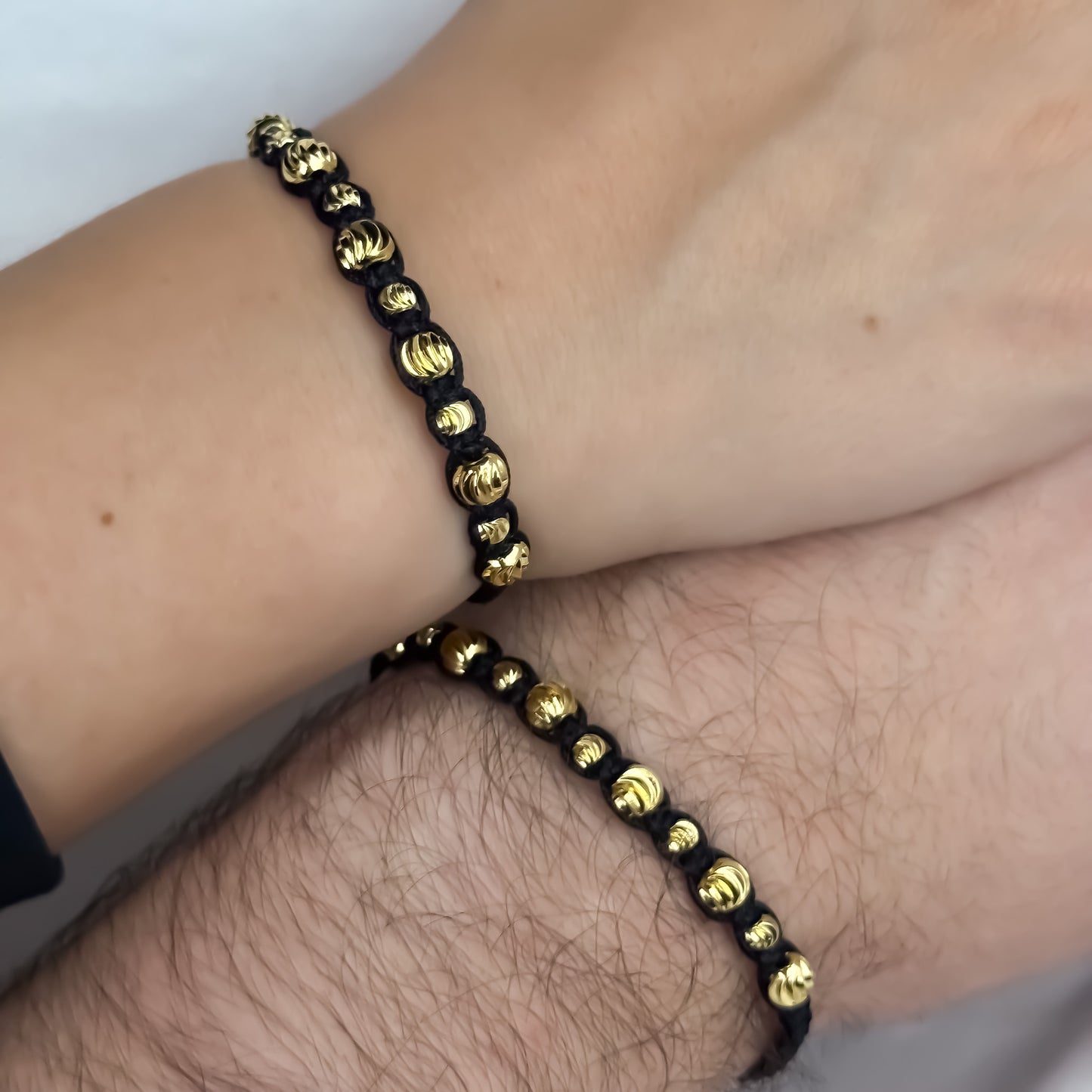 Promoción de 2 Pulseras Para Parejas en Balin Italiano de 5mm y 4mm en Oro Laminado 18k con Garantía de por vida