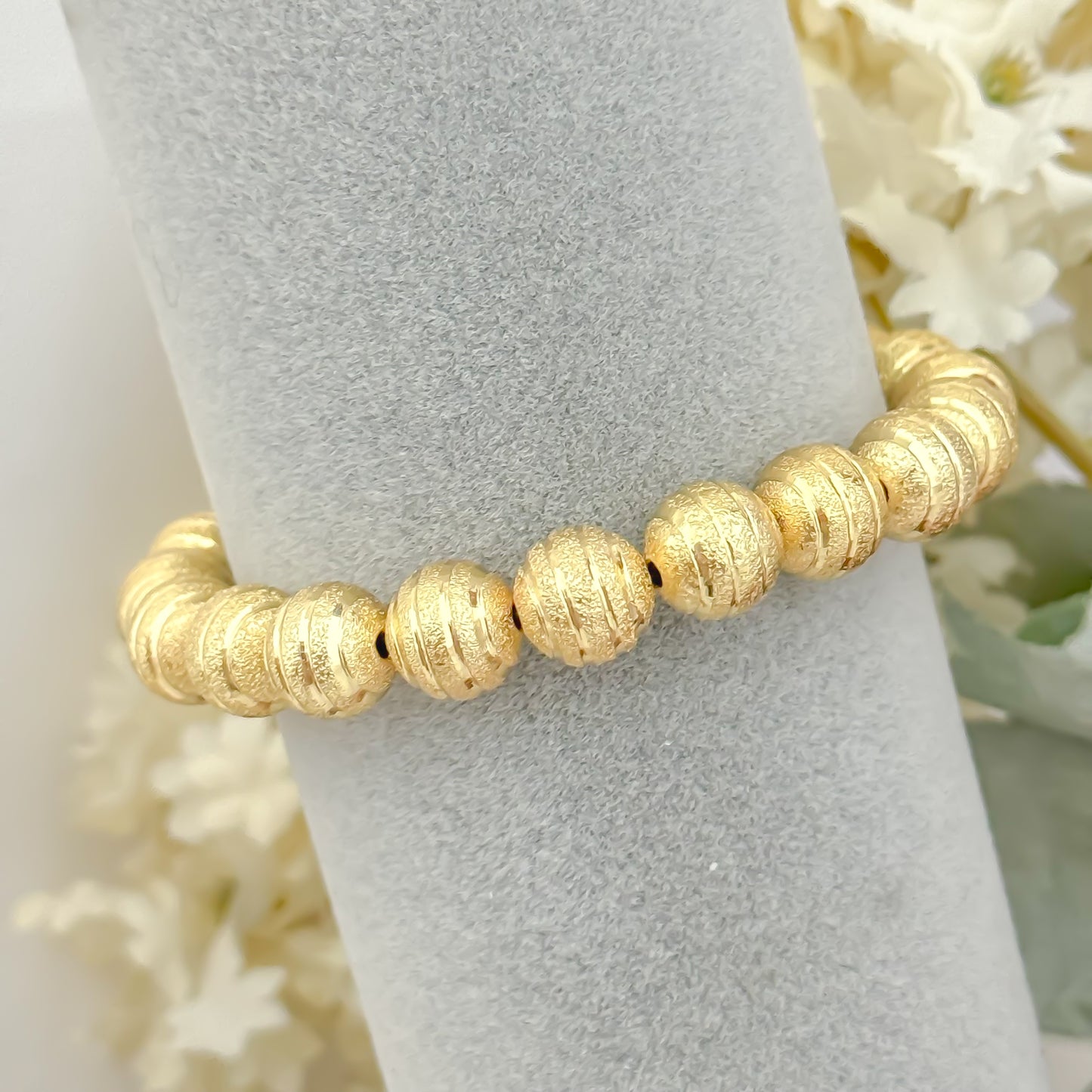 Pulsera Diamantada balin 8mm en Oro Laminado 24k con Garantia de por vida