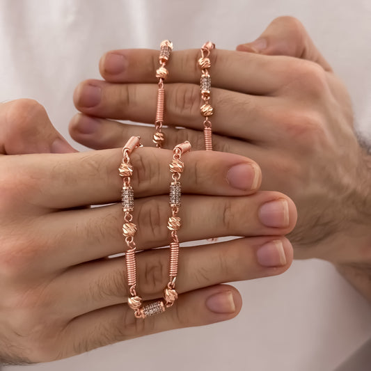 Cadena Rustica de 60cm de 5mm  en Oro Rosa Diamantada en Oro Laminado 18k  con Garantia de por vida