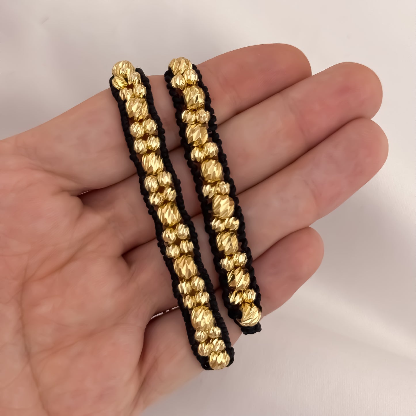 Promoción de 2 Pulseras para Parejas Tejidas en Balin Italiano 4mm y 6mm en Oro Laminado 18k con garantía de por vida