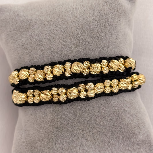Promoción de 2 Pulseras para Parejas Tejidas en Balin Italiano 4mm y 6mm en Oro Laminado 18k con garantía de por vida