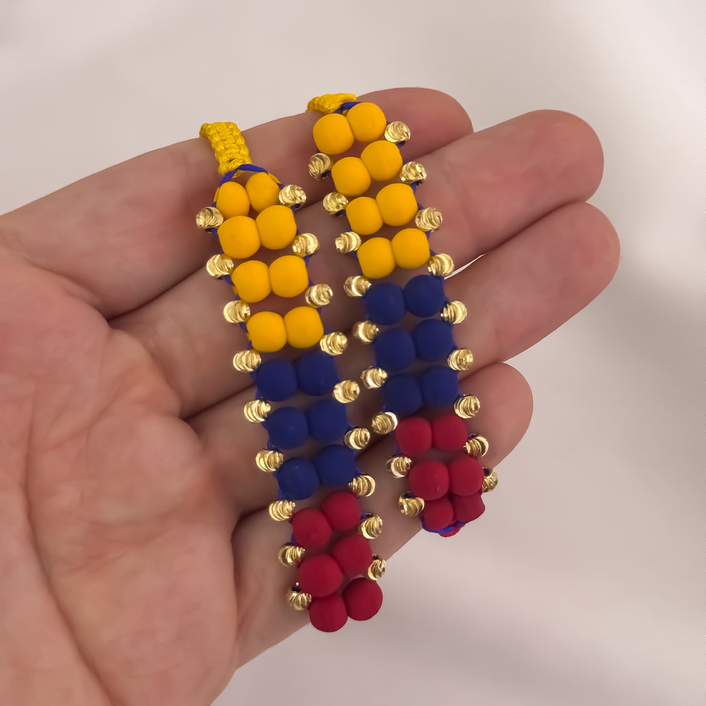 Pulseras Para Parejas  de Selección Colombia  en Balin Italiano de 6mm de 3 Tres Carriles en Oro Laminado 18k con Garantia de por vida