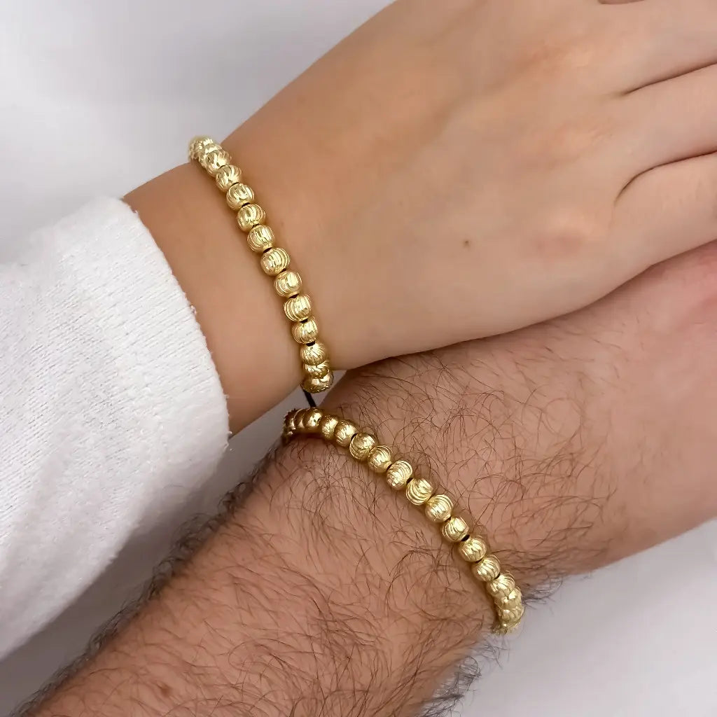 Nuevo Pulseras para Parejas Balin Italiano de 6mm de Grosor en Oro Laminado 18k con Garantia de por vida