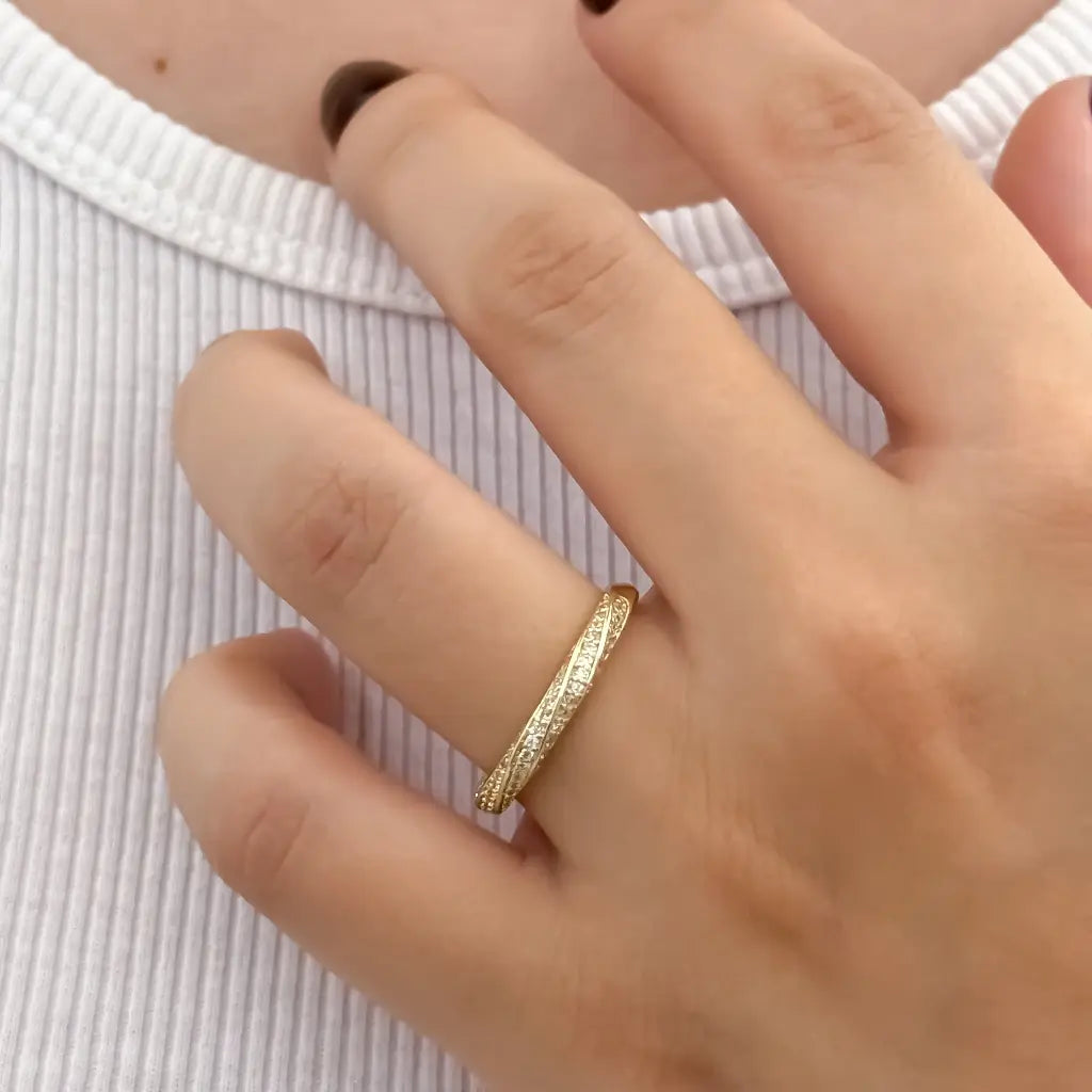 Anillo Churumbela con Micro circones cristales de Dama en Oro Laminado 18k con Garantia de por vida