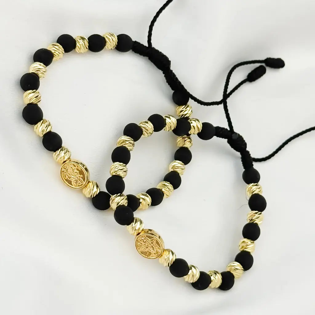 Promocion de 2 Pulseras de San Miguel Arcangel Proteccion en Oro Laminado 18k con Garantia de por vida