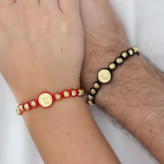 Promocion de 2 Pulseras San Miguel Protección con Balin Italiano en Oro laminado 18k con Garantia de por vida